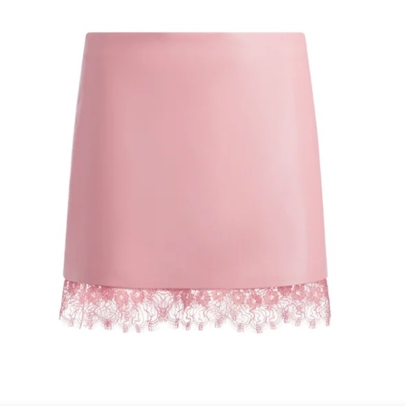 Rubi Vegan Leather Lace Trim Mini Skirt Rose - Alice + Olivia main image 1
